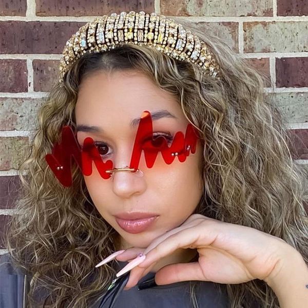 

sunglasses funny letter shape for women personality red wave glasses steampunk hip hop sun men party decoration eyewear, White;black