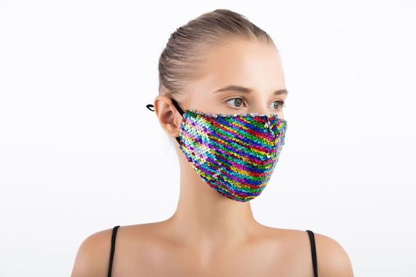 

sequin protective bling dhl ship bling fashion mask dustproof washable windproof reuseble face mask elastic earloop mou