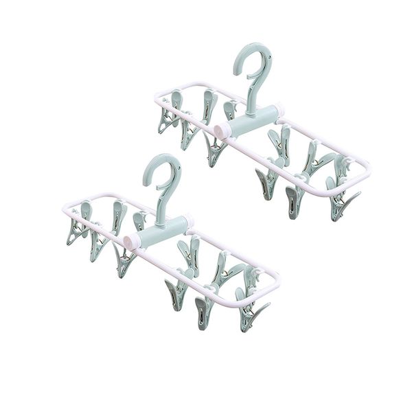 

2pcs 12 clips clothes hanger multi-clip multifunction plastic folding hanger