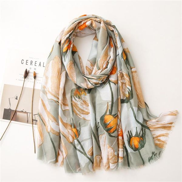 

fashion autumn women viscose scarf luxury floral fringe beach hijab shawls and wrap female foulard echarpe muslim hijab 180*90cm, Blue;gray