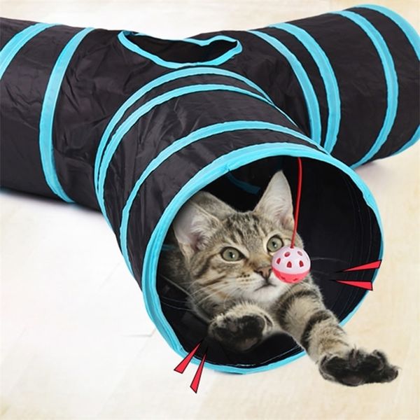 Rainbow Cat Tunnel Tunnel Pieghevole Tunnel Pet Tube Game Toy Tee Fun Durevole Cat Track per allenamento nascosto 201217