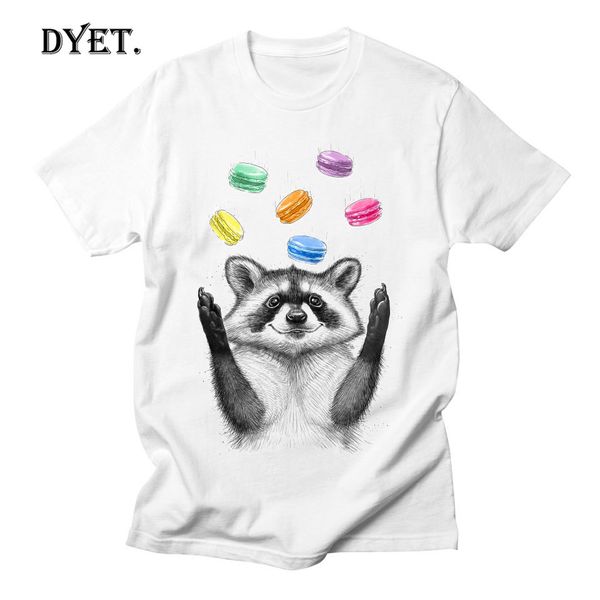 

raccoon macaron colorful funny print design short sleeve casual kawaii sweet cartoon ladies harajuku femme sport sweatshirt hoodie t shirt