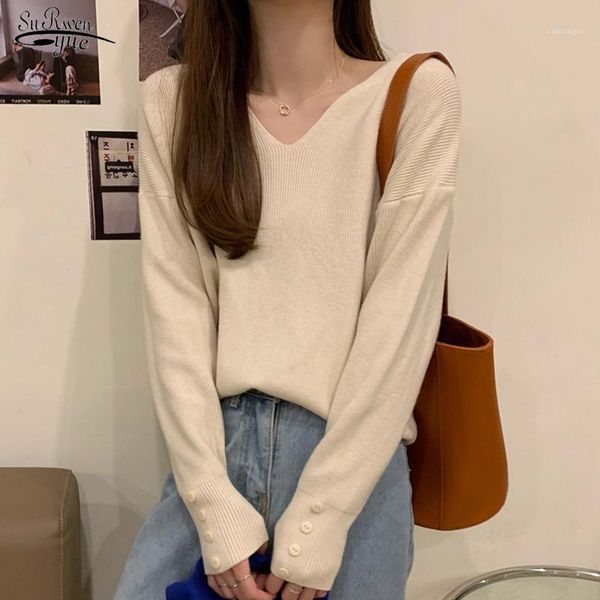 

2020 thin pullover jumper knit sweater women winter casual long sleeve v neck women sweater solid female pull femme 123161, White;black