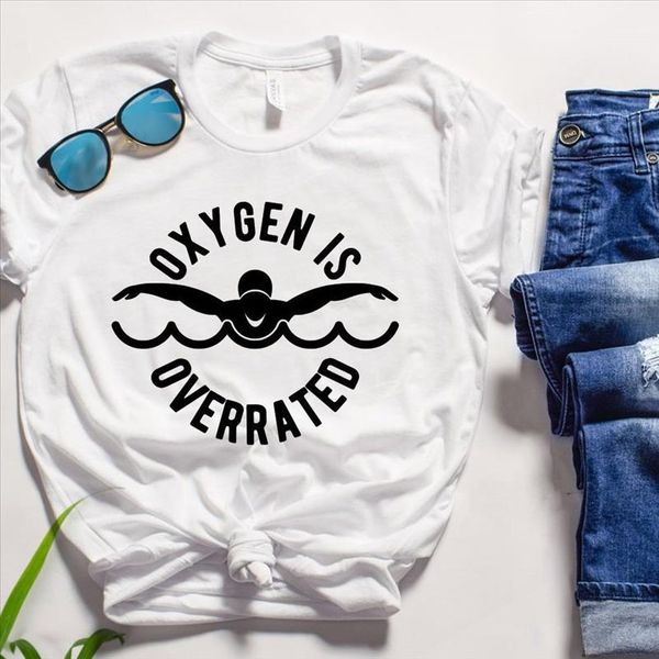 

oxygen is overrated swim women tshirt cotton casual funny t shirt lady yong girl tee 5 colors drop ship s 597, White