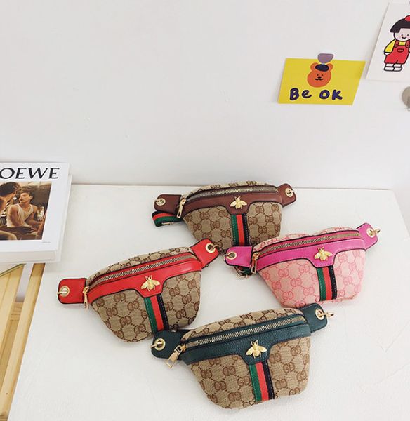 

designer new kids bees letter printed chest backpacks children stripe strap waist bag girls messenger bags a4947