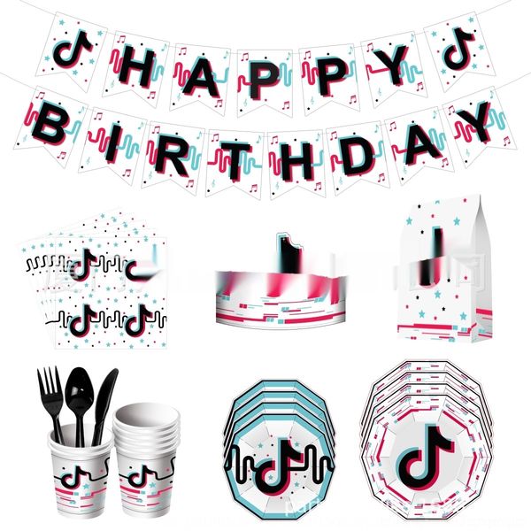 

d0rre background boys and girls party decorations flag hat cup party plate hat fork spoon hatfork spoon paper tiktok wall jklhb
