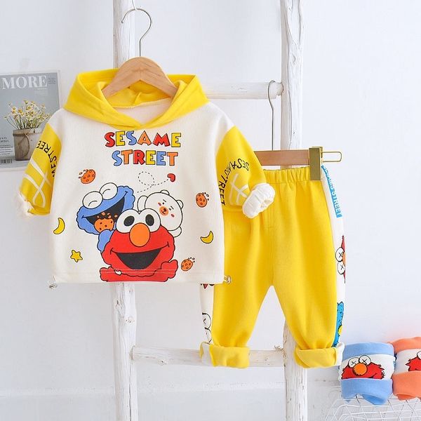 

spring autumn children casual clothes suit baby boys girls cartoon hoodies jacket pants 2pcs/sets kids infant fashion sportswear 201031, White
