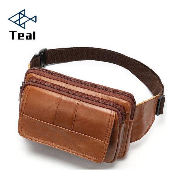 

waist bags packs male genuine leather pack belt bag phone pouch travel men's small
