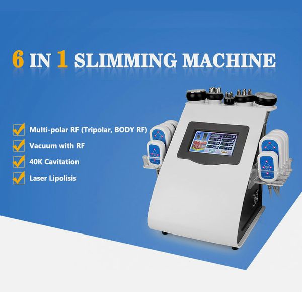 

6 in 1 uniosetion 40k rf vacuum ultrasonic cavitation cold pn micro current lllt lipo laser 5mw slimming machine sculpting fo beay salon, Black