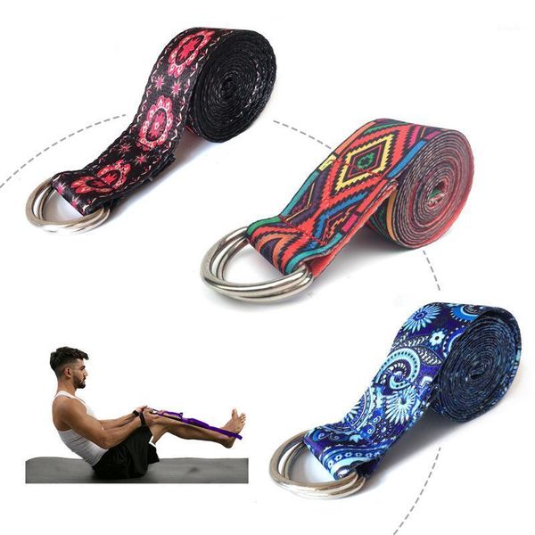 

women washable sport stretch strap waist-leg fitness yoga adjustable belt multi-colors yoga stretch strap d-ring belt1