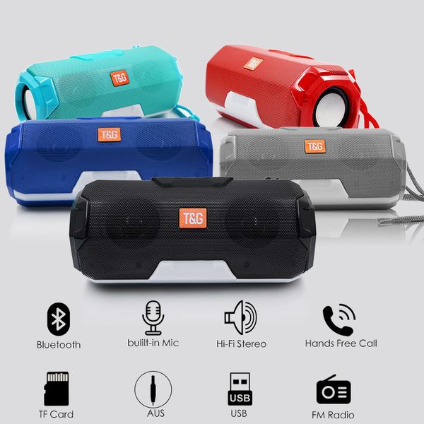 

tg143 bluetooth speaker portable wireless led smart speakers stereo double loudspeaker hi-fi sound box support fm radio
