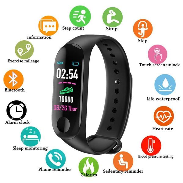 

sports watch / m3 blood prsure monitor waterproof wristband intelligent fitnsjk