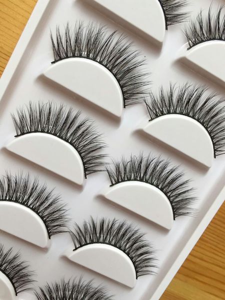 

new 5 pairs handmade 3d mink lashes short false eyelashes cross messy dense natural eye lashes stage makeup false eyelashes