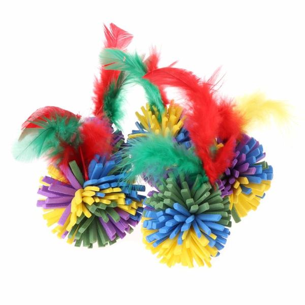 

cat toys 5pcs eva flower ball dogs puppy kitten interactive funny with feather