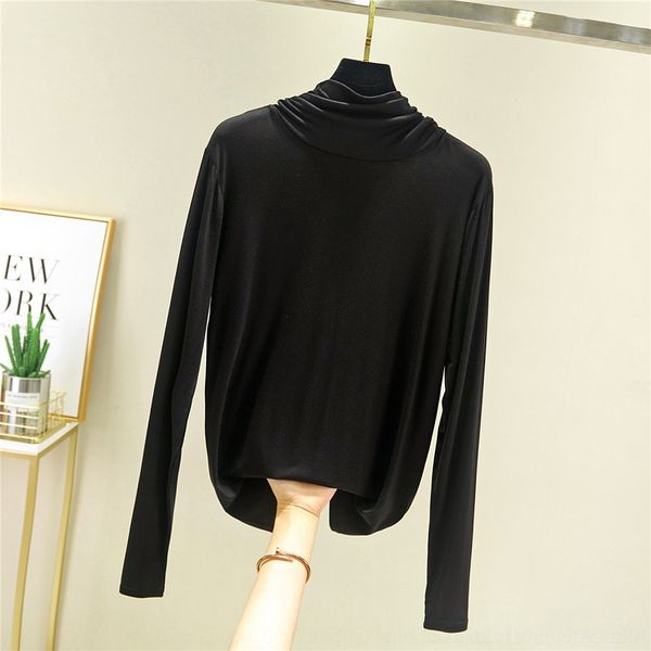 

hlzl1 осень и зима свая воротник дна рубашки с длинным рукавом сплошной цвет одежд женщин корейской версии универсальная одежда wome высокий, White