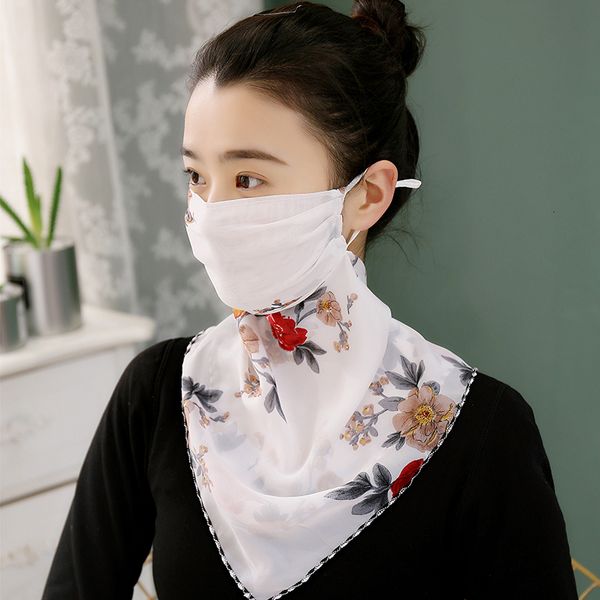 

2020 new sunscreen mask neck protection thin summer breathable silk scarf full covering chiffon triangle scarf outdoor riding for women, Blue;gray