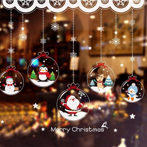

wall stickers [shijuekongjian] father christmas window diy snowflake ornaments decals for living room shop glass decoration1