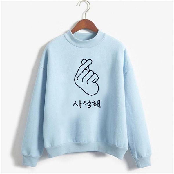 

got7 hangul crewneck sweatshirt women kpop style long sleeve pullover hoodies autumn winter warm fleece womens clothing, Black