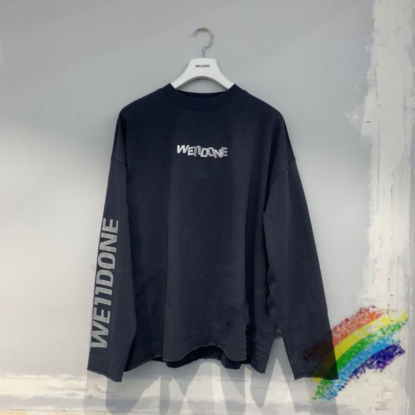 

2020ss we11done 2020 t shirt men women 1:1 metallic 3d letters t-shirt welldone tees, Blue;black