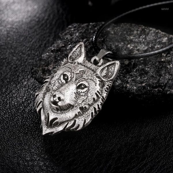 

hipping norse vikings wolf pendant necklace norse wolf head necklace original animal jewelry head pendant for men1, Silver