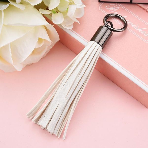 

1pcs faux leather alloy spring coil tassel keychain diy garments decorative accessories woman phone bag tassels fringe pendants h bbyhea