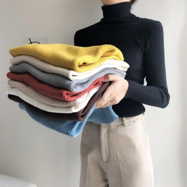 

nanabubu knitted jumper autumn winter turtleneck pullovers casual sweaters women shirt long sleeve short slim sweater girls, White;black