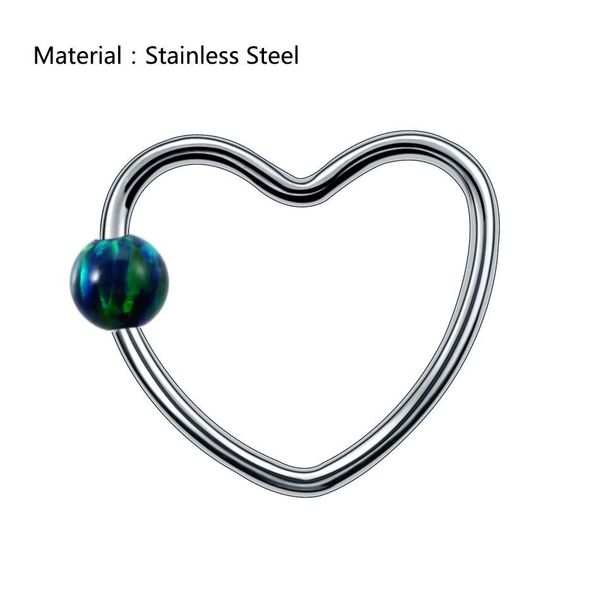 

1pc fashion daith heart rings opal gem cartilage tragus piercings nose hoop rings labret ring daith piercing jewelry q jllkns, Silver
