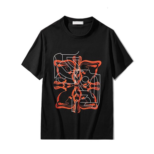 

2021 summer new european fashion brand line flower solid color printing cotton short sleeve t-shirt for men qt1a, White;black