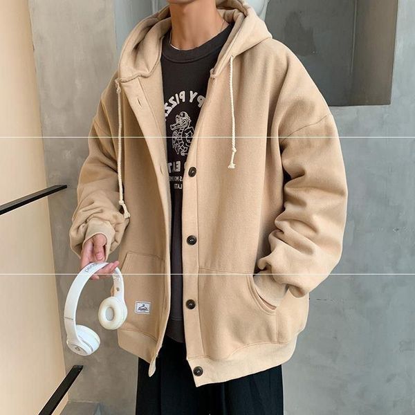 

2021 clothes children's school harajuku wind autumn cardigan students on the korean style jacket super fire hooded winter i uba0, Black;brown