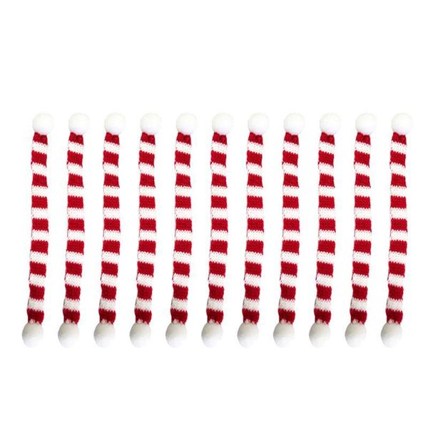 

6 / 12шт красный и белый мини рождество шарф рождество stripes красный бутылки вина вязать шарф doll обложка xmas украшение партии крышки bb