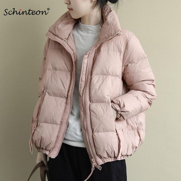 

women's down & parkas 2021 schinteon women light jacket winter warm loose outwear short casual coat fashion over size korean style good, Black