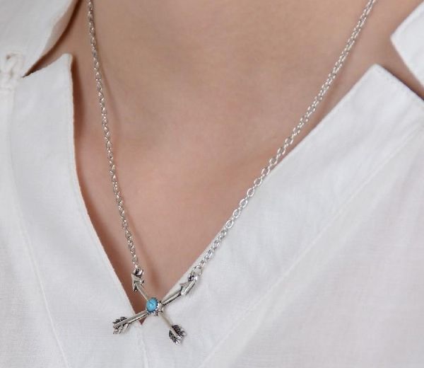 

vintage necklace the walking dead zombie hat telescope bow and arrow gun axe water bottle pendant for men and11, Silver