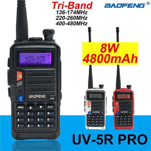 

baofeng walkie talkie uv-5r pro tri-band 8w high power 2 way radio portable ham radios hf transceiver uv-5r update version 2020