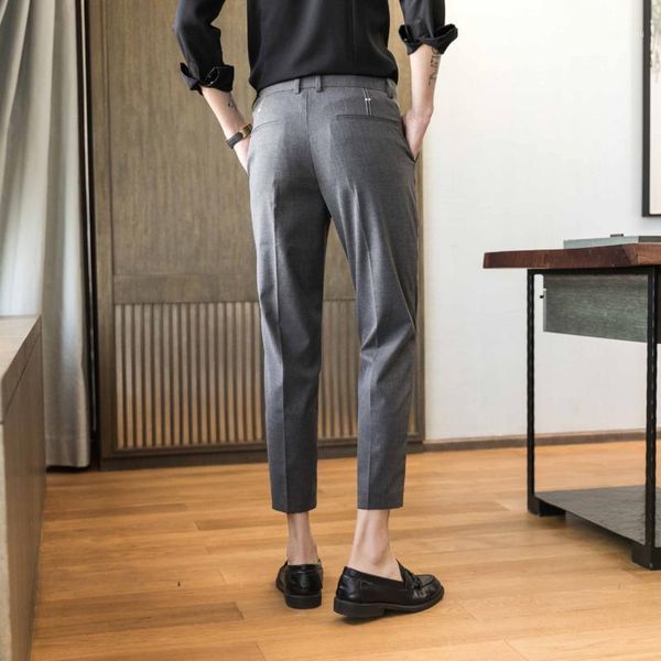 

2020 spring and summer models chinese style casual men's pants nine points small trousers, White;black