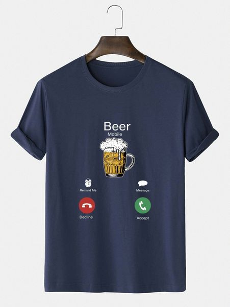 

men beer & letter graphic tee 33li#, White;black