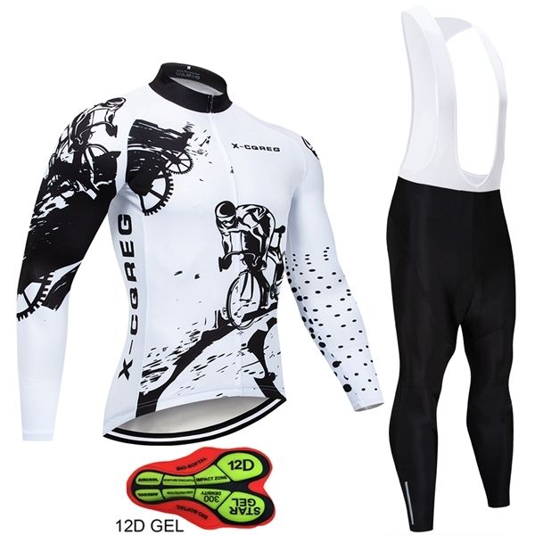 

2020 pro team long sleeve cycling jersey set bib pants ropa ciclismo bicycle clothing mtb bike uniform men clothes c0123, Gray