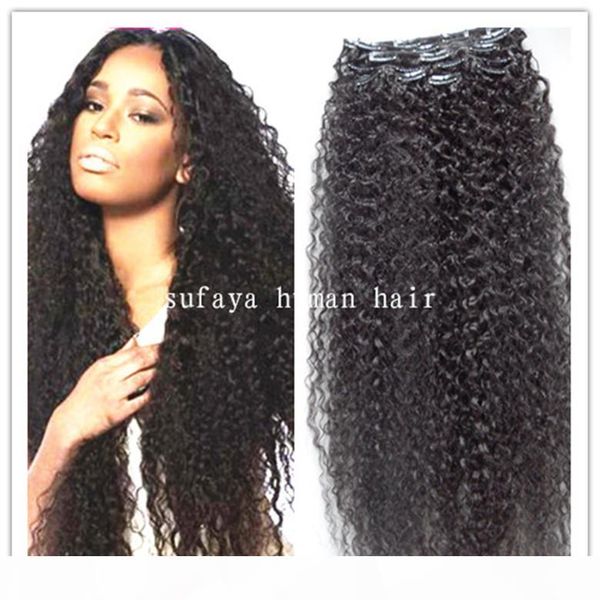 

brazilian virgin curly hair weft clip in kinky curl weaves unprocessed natural black color human extensions can be dyed 1piece