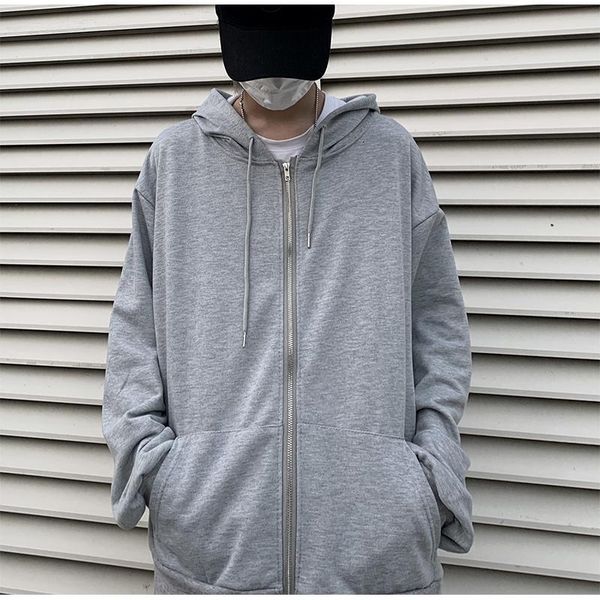 

men's sweaters ripord ins solid korean loose cardigan hooded sweater, White;black