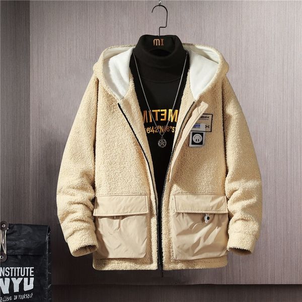 

2021 male winter loose spray jacket velour hoodie thickening teddy cardigan cotton quilted clothing arrivals black 93xw uhbo