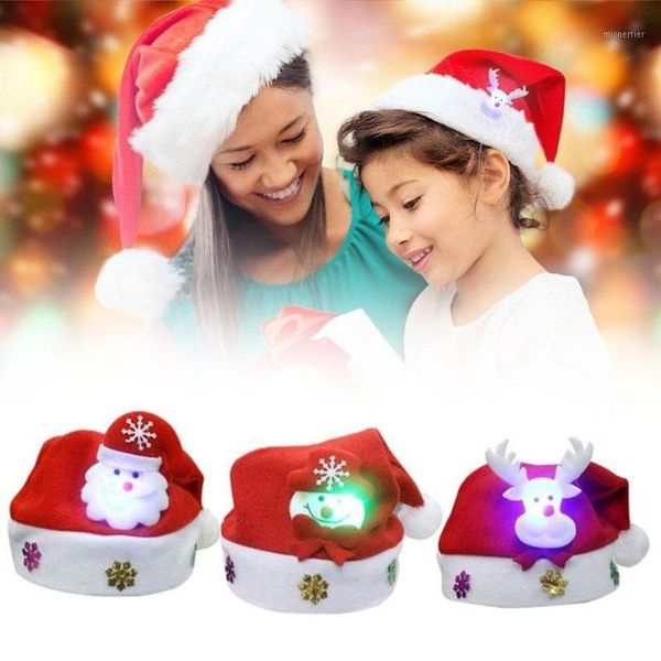 

christmas decorations 1pc xmas ornaments decoration santa claus snowman elk children adults cap glowing hats drop 1