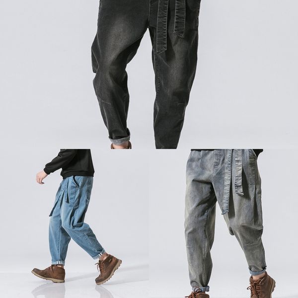 

9esm high waist denim jeans women mom pencil pants with tassel pockets ripped zipper jeans pant fashion wash female, Blue
