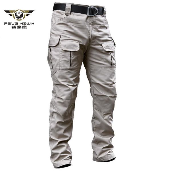 

men's pants tactical cargo stretch swat combat rip-smany pocket army long trouser cotton casual work, Black