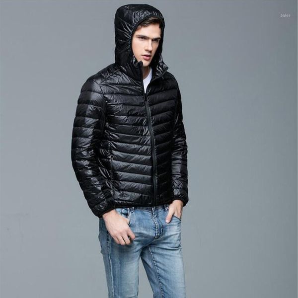 

autumn winter light down jacket men's fashion hooded short large size ultra-thin lightweight youth slim coat 4xl mens clothing1, Black