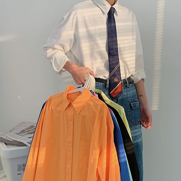 

autumn 2021 male new thin sleeve long shirt clothes lkco, White;black