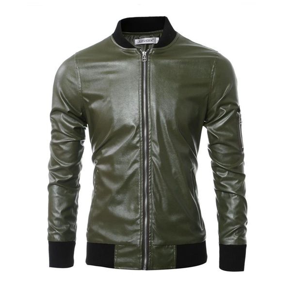 

new designer leather jacket men motorcycle leather jacket coats male slim fit pu coats fashion bomber veste en cuir homme, Black