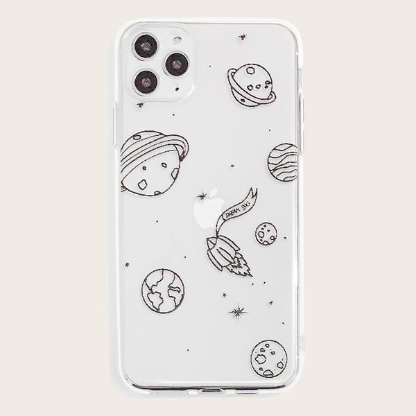 

painted rocket planet mobile phone is suitable for 6/7/8/xs/11 transparent tpu all-inclusive soft case