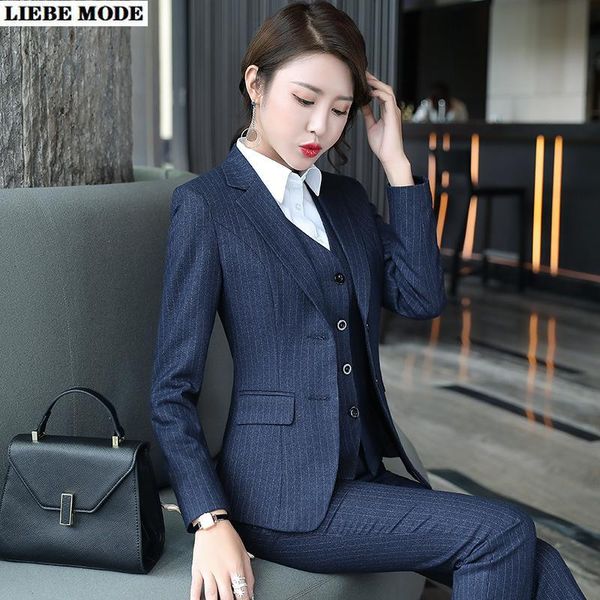 

офис три 3-х частей blazer sets womens fashion elegant striped formate outfits suites профессиональные женские деловые костюмы, White