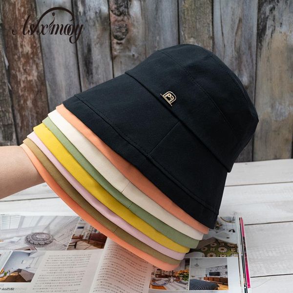 

wide brim hats basin chapeau summer bucket hat for women elegant ladies fisherman caps candy color beach sun femme panama, Blue;gray