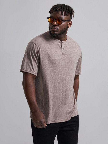 

extended sizes men half button front solid tee i99w#, White;black