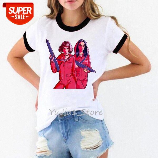 

New Money Heist Tshirt The House of Paper La Casa De Papel Camiseta T Shirt Women Summer Casual Dali Mask Casa De Papel T-shirt #KW9b, White